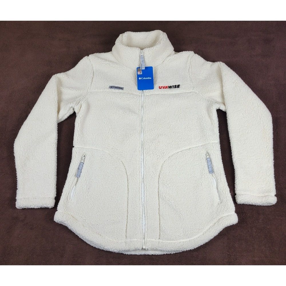 Columbia West Bend Full Zip Fleece Jacket Chalk White UVA Wise Womens Large NEW